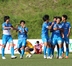 逆転ゴール、そして試合終了の笛を聞き喜ぶ秋田U-18の選手たち