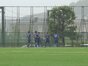 先制ゴールに喜ぶ明桜の選手たち